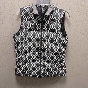 Land's End puffer vest black and white size S